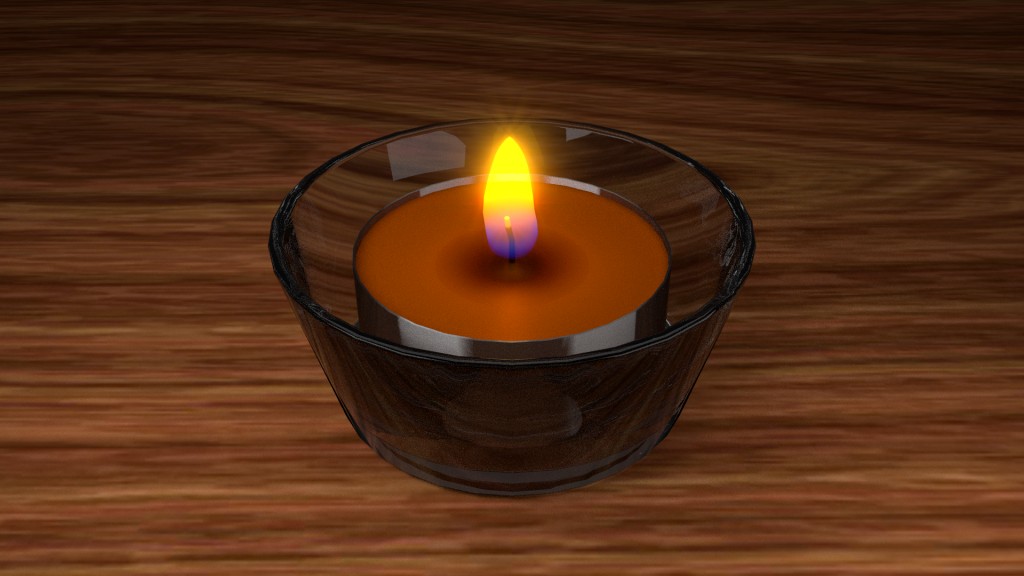 Tealight candle with flame and wax material in Cycles preview image 1